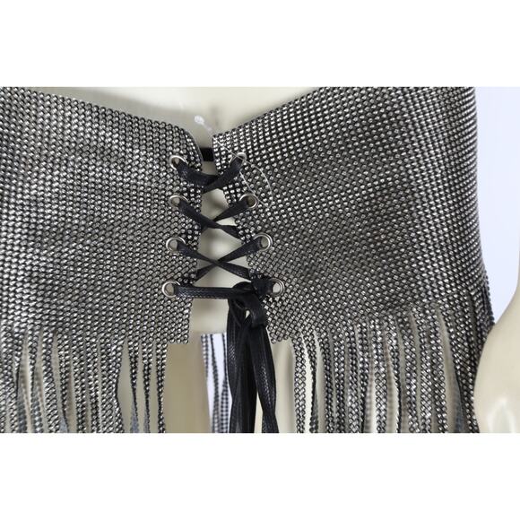 Sparkly High Waist Rhinestone Fringe Mini Skirt Party Festival Size S - Picture 7 of 8